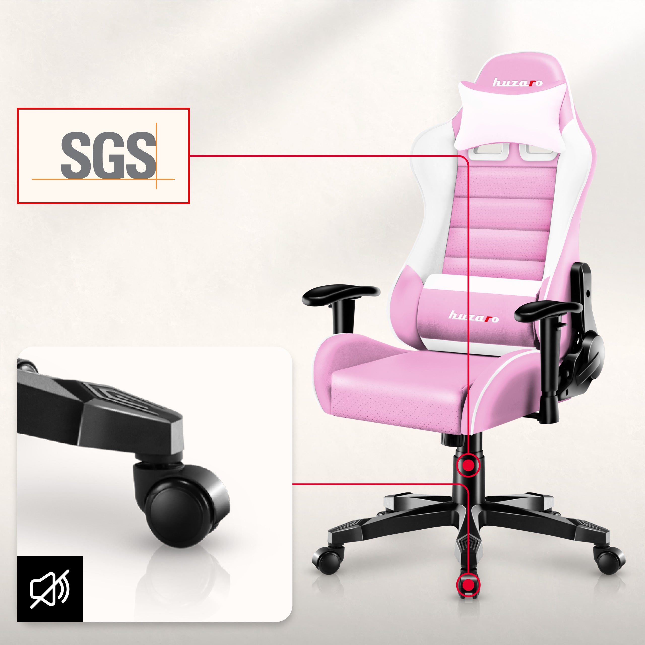 HUZARO RANGER 6.0 Roze Kinderstoel voor Gaming