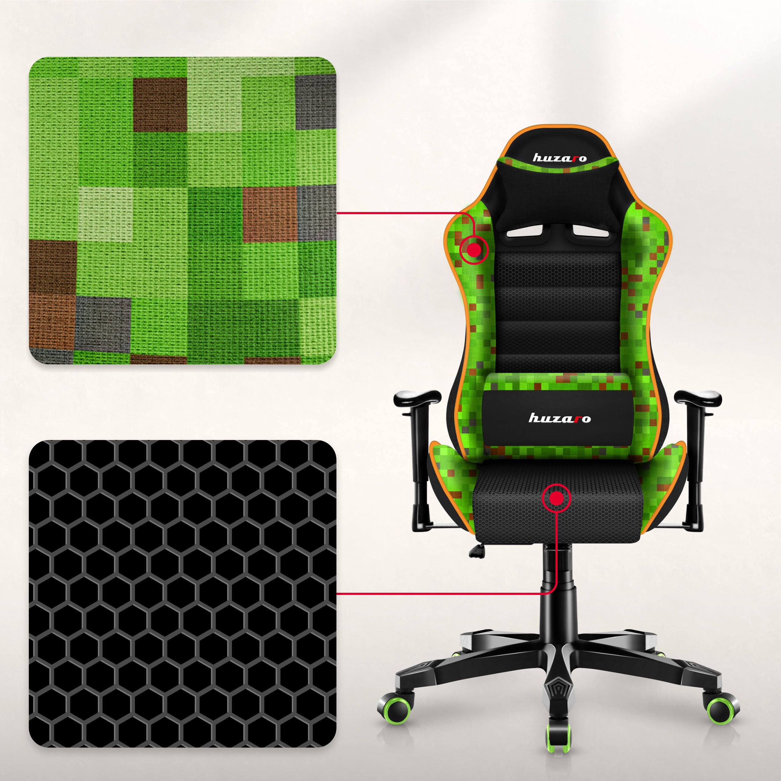HUZARO RANGER 6.0 Pixel Mesh Kinderstoel voor Gaming