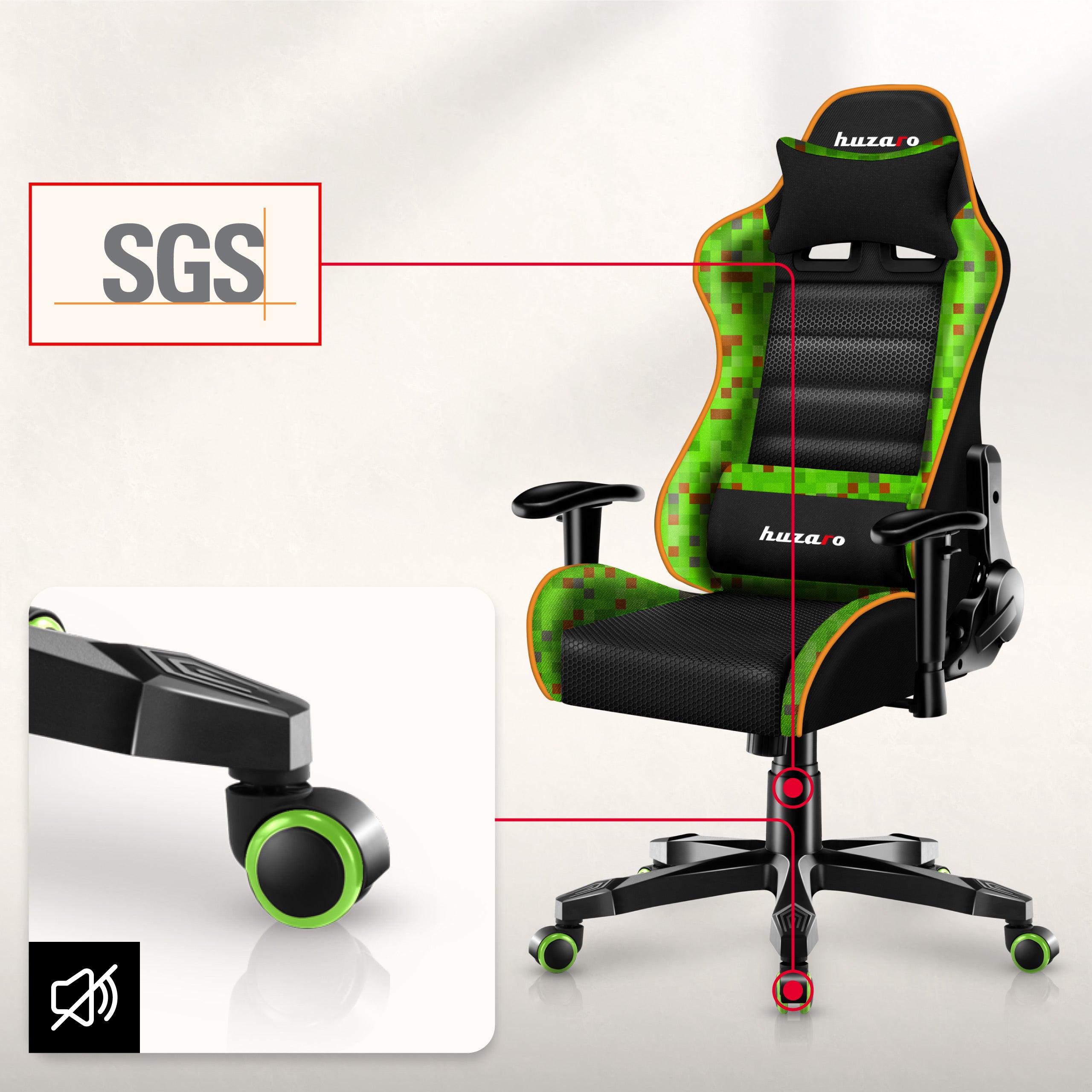 HUZARO RANGER 6.0 Pixel Mesh Kinderstoel voor Gaming