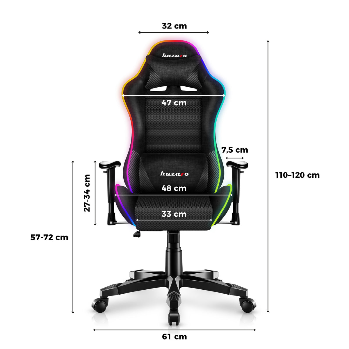 HUZARO RANGER 6.0 RGB Mesh Kinderstoel voor Gaming
