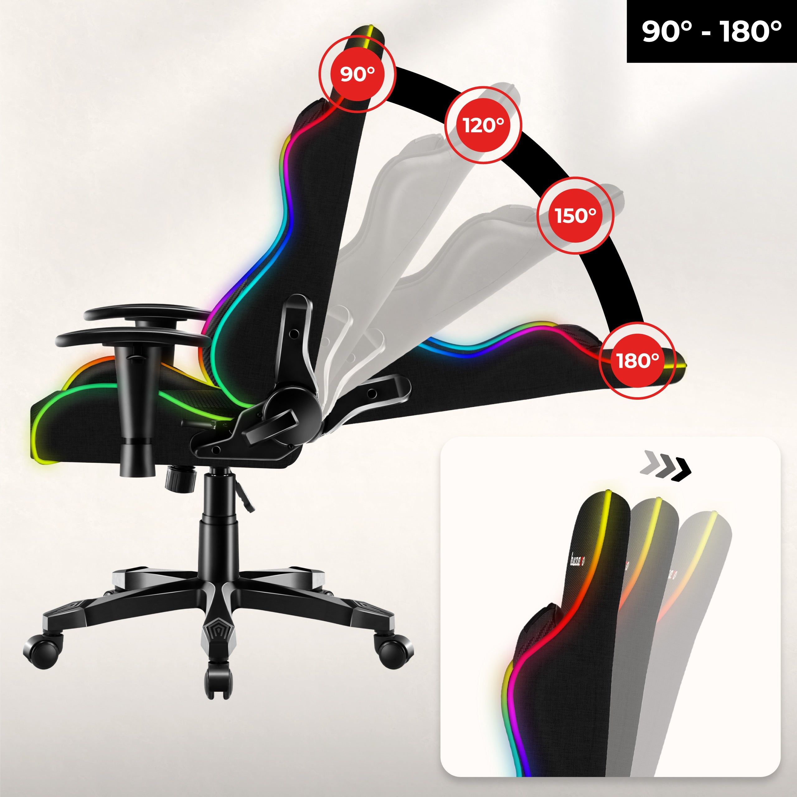 HUZARO RANGER 6.0 RGB Mesh Kinderstoel voor Gaming