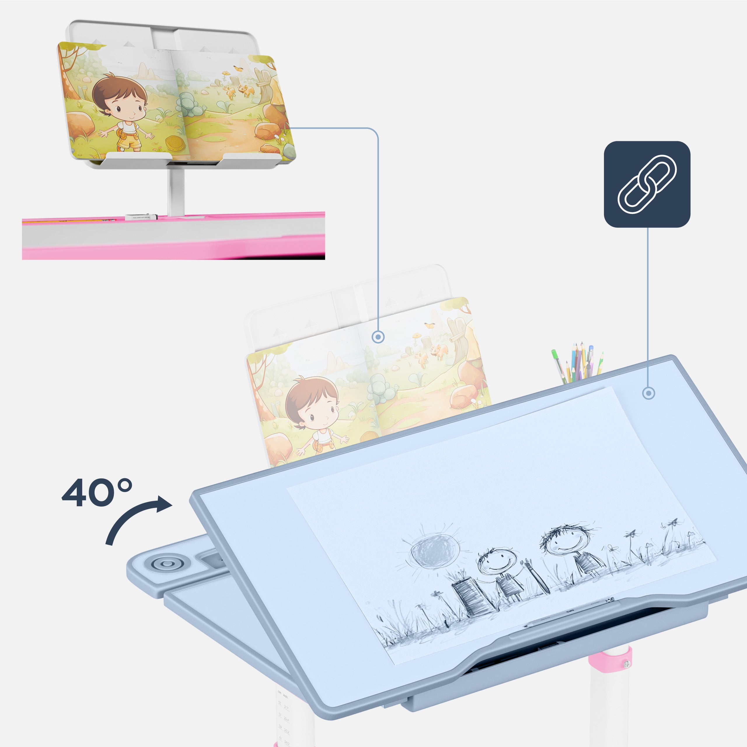 Ergonomisch kinderbureau Mark Adler Studie 3.0 Roze 66 cm
