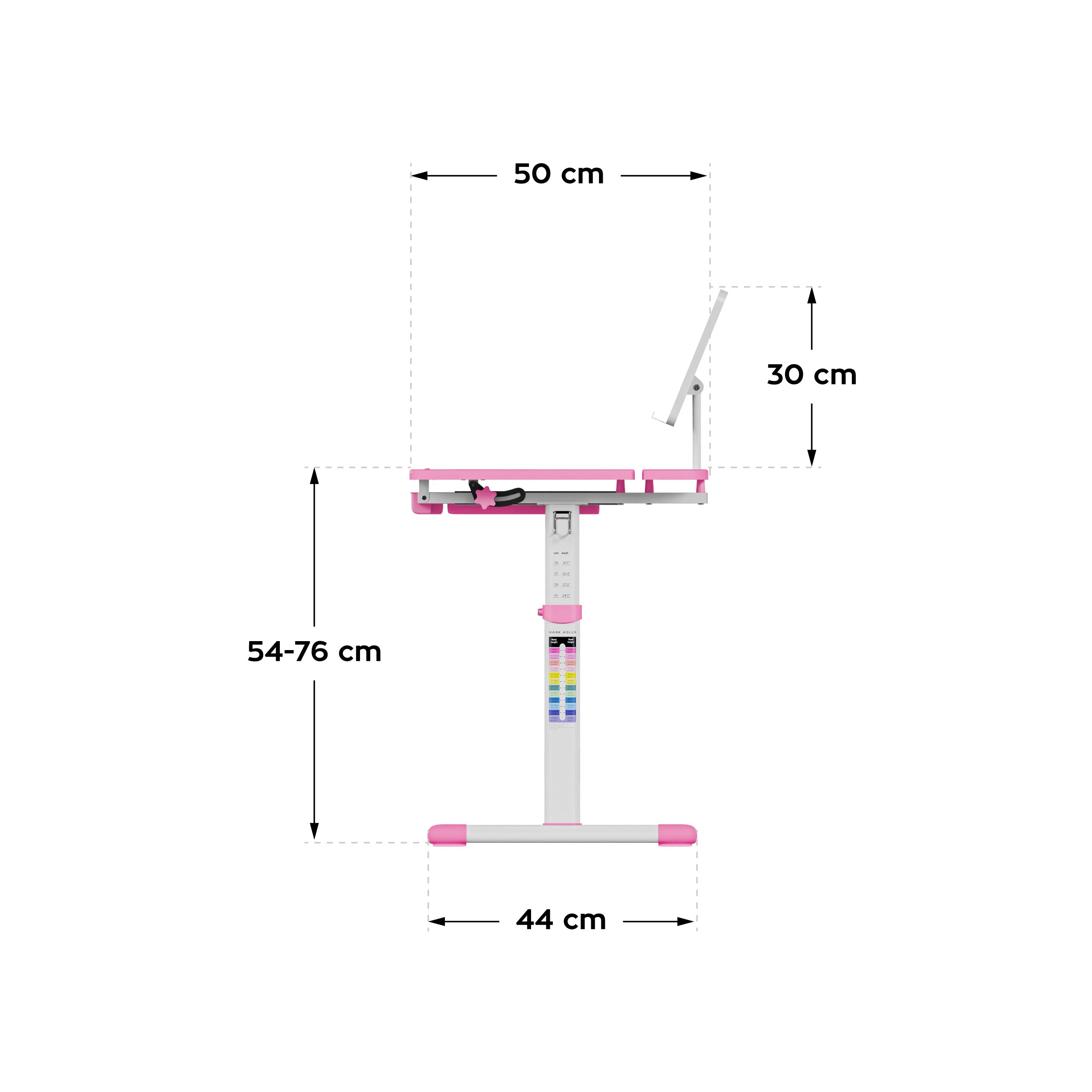 Ergonomisch kinderbureau Mark Adler Studie 3.0 Roze 66 cm