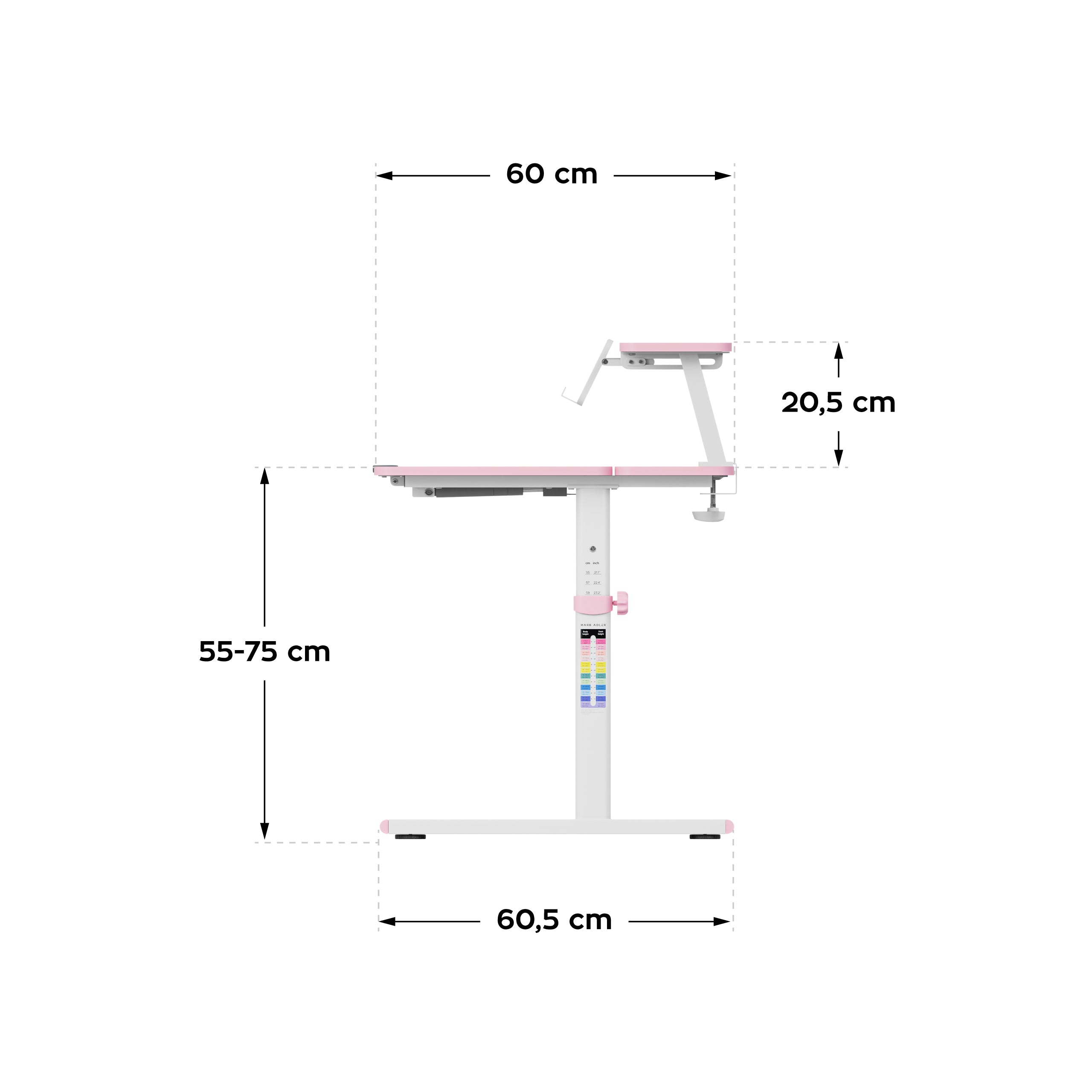 Mark Adler Study 3.7 Roze 90 cm verstelbaar kinderbureau