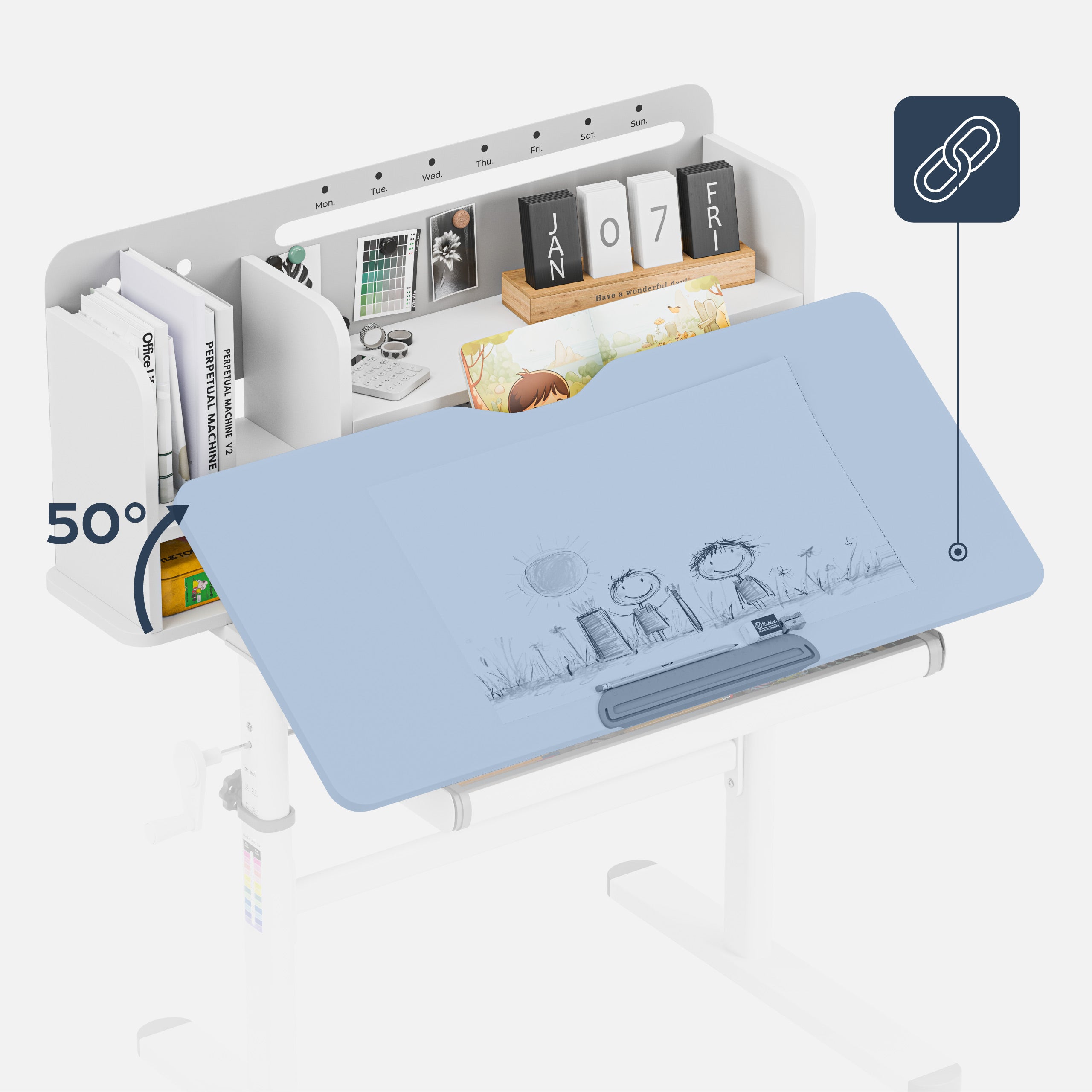 Ergonomisch kinderbureau Mark Adler Studie 5.0 Grijs 90 cm