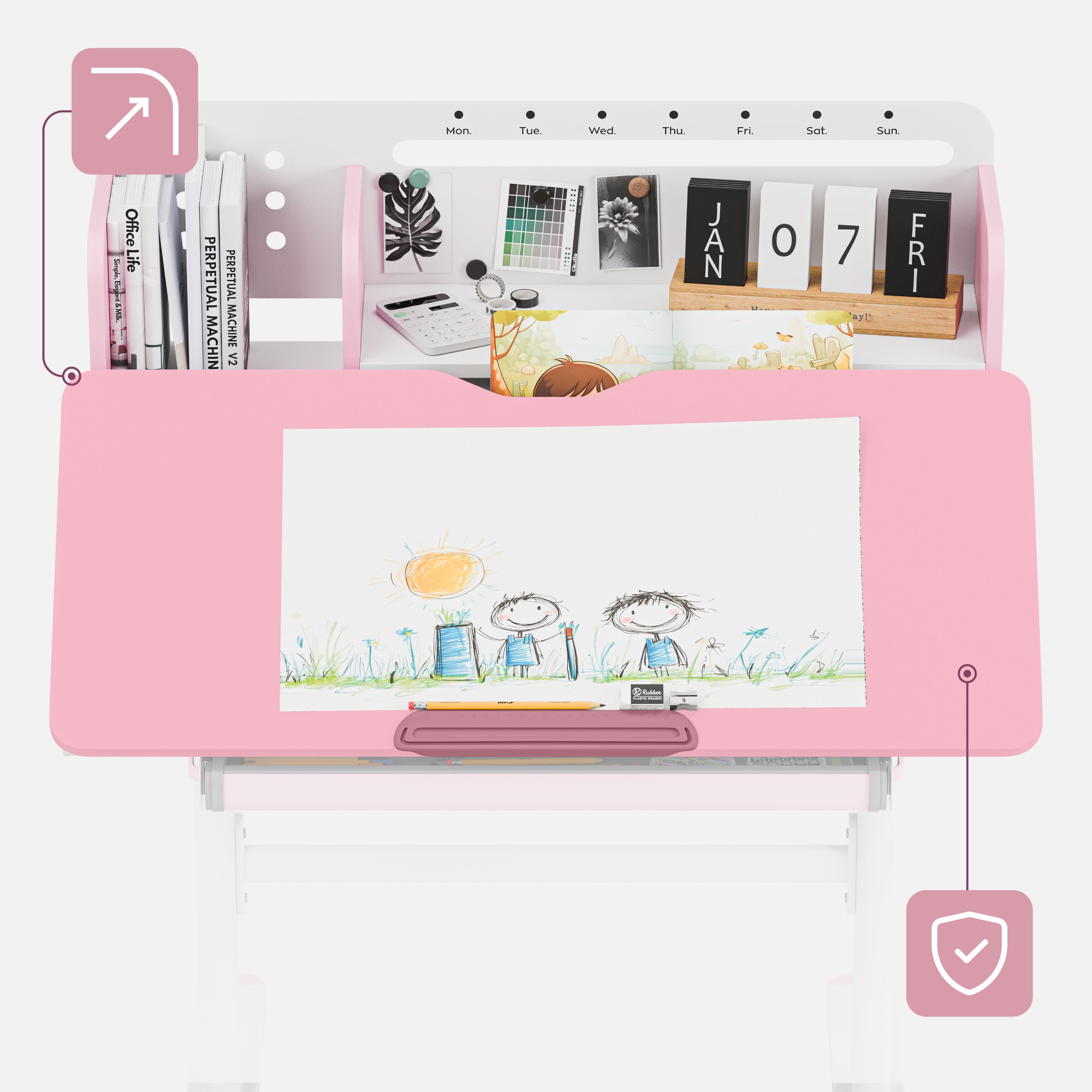 Ergonomisch kinderbureau Mark Adler Studie 5.0 Roze 90 cm