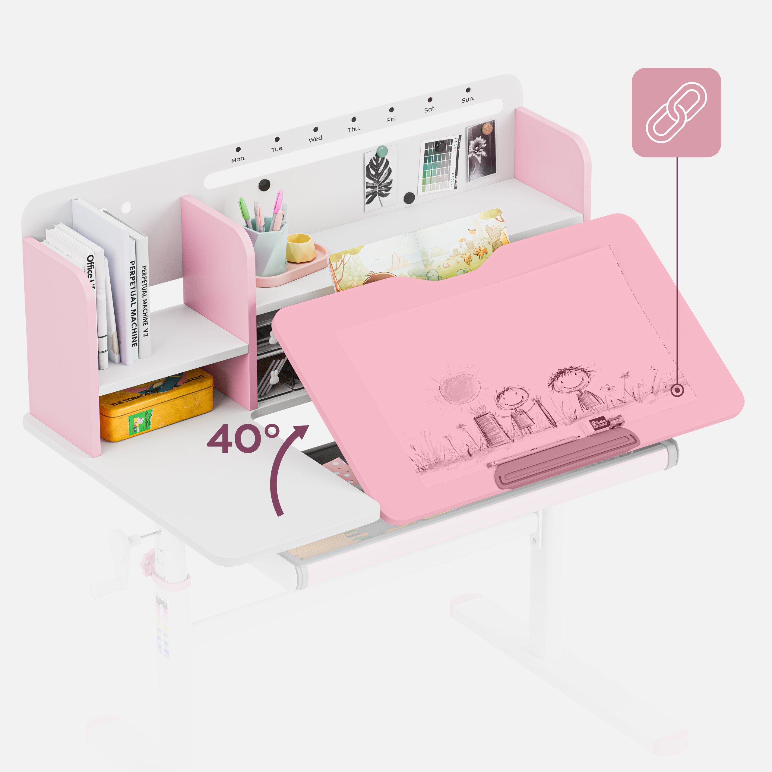 Mark Adler Studie 5,7 Roze 100 cm kinderbureau