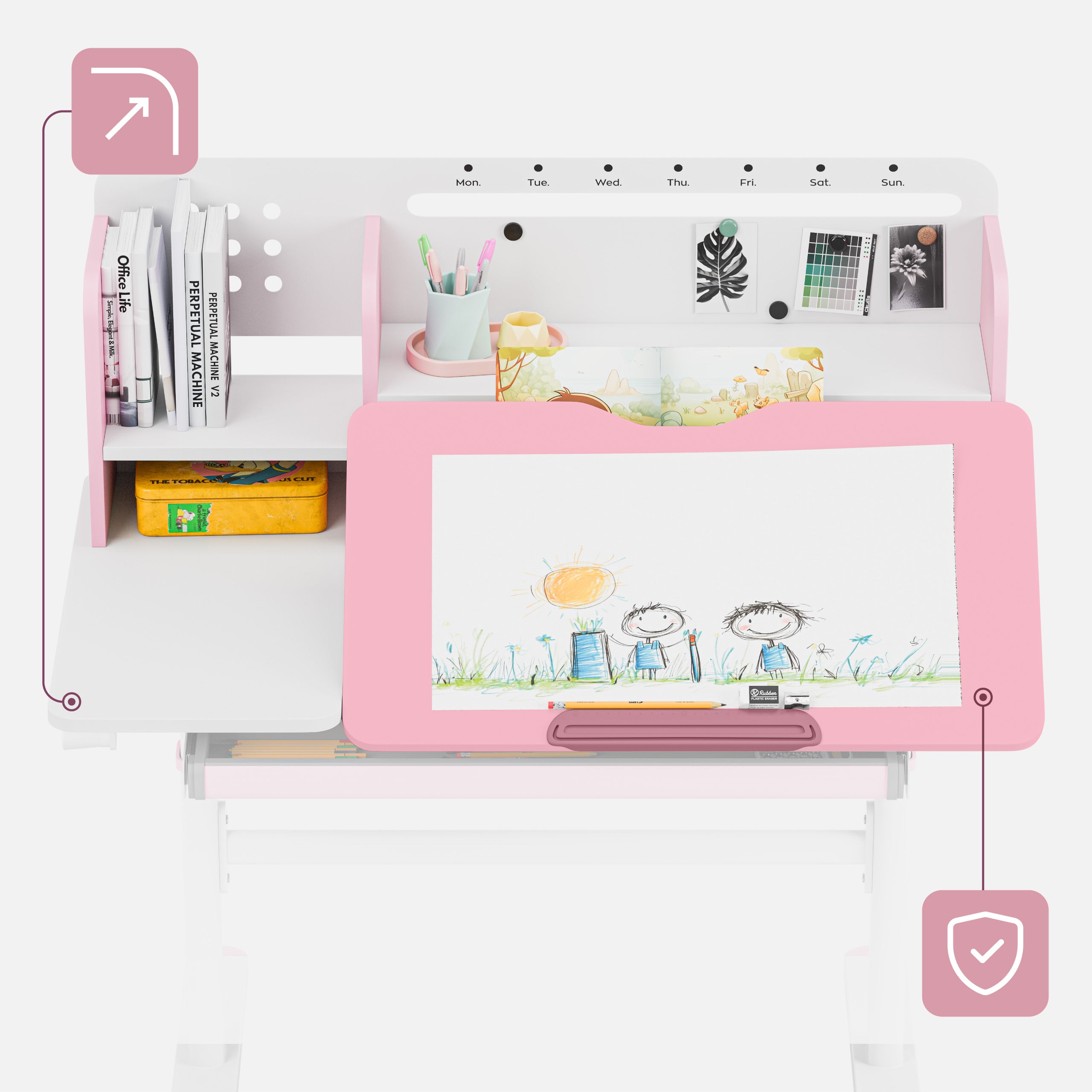 Mark Adler Studie 5,7 Roze 100 cm kinderbureau
