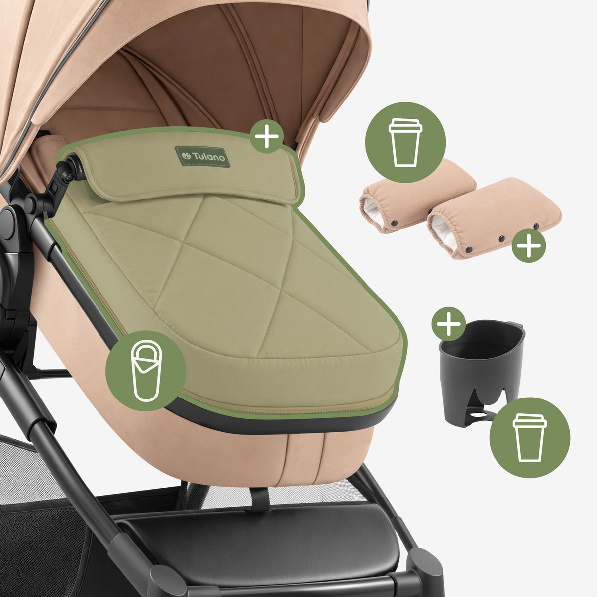 Multifunctionele 2-in-1 kinderwagen Toledo 35 Taupe